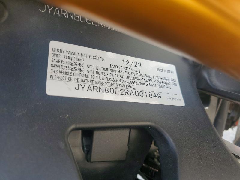 2024 Yamaha Xsr VIN JYARN80E2RA001849 COPART salvage auction — FRONT END, Tx - Certificate Of Title, sold $800 on 2026-09-04 (photo 9)