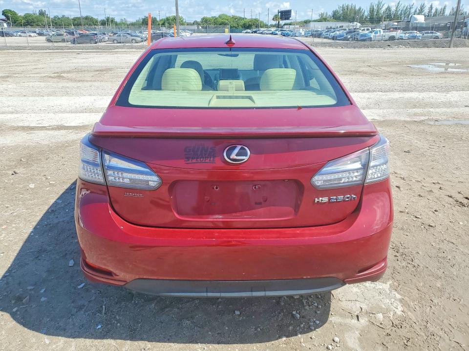 2011 Lexus Hs 250h VIN JTHBB1BA0B2045816 COPART salvage auction — FRONT END, Fl - Certificate Of Title (P), sold $900 on 2026-07-28 (photo 6)