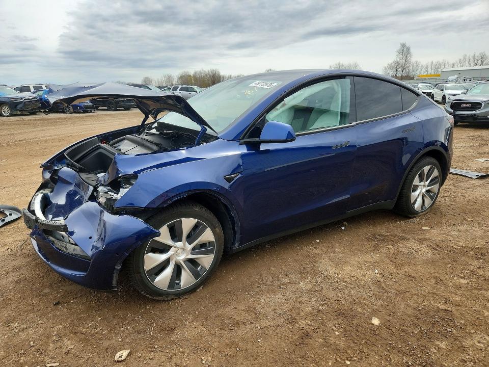 2022 Tesla Model y VIN 7SAYGDEE8NF318776 COPART salvage auction — FRONT END, Mi - Cert Of Title-Salvage Vehicle, sold $7,700 on 2026-07-15 (photo 1)