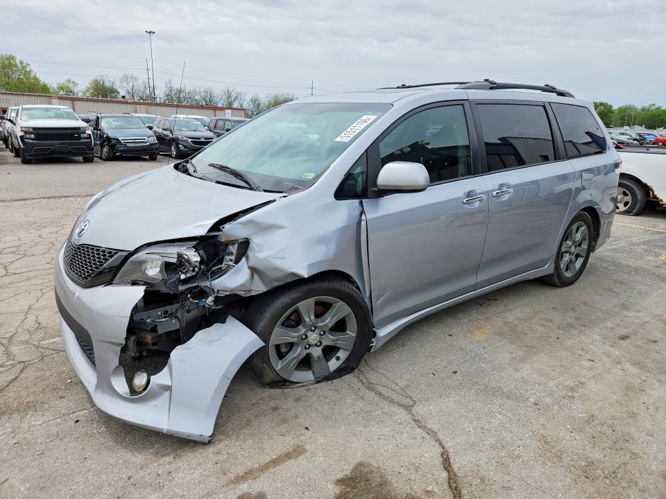 2014 Toyota Sienna VIN 5TDXK3DC6ES502773 COPART salvage auction — FRONT END, Wv - Salvage Certificate, sold $2,200 on 2026-07-13 (photo 1)