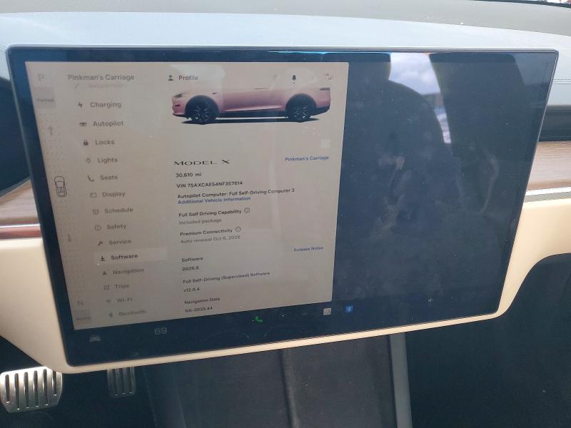 2022 Tesla Model x VIN 7SAXCAE54NF357614 COPART salvage auction — FRONT END, Salvage Title, sold $18,900 on 2026-10-13 (photo 9)