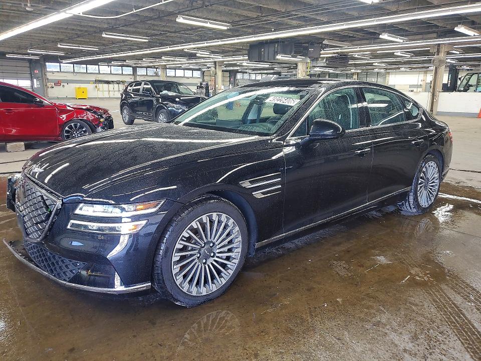 2023 Genesis G80 VIN KMTGE4S12PU006299 COPART salvage auction — FRONT END, Fl - Certificate Of Destruction, sold $13,300 on 2026-07-06 (photo 1)