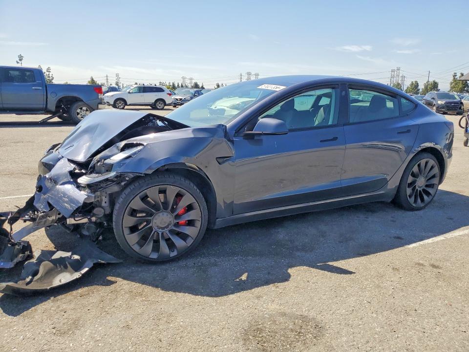 2022 Tesla VIN 5YJ3E1EC8NF265829 COPART salvage auction — FRONT END, Ca - Salvage Certificate, sold $8,500 on 2026-07-30 (photo 1)