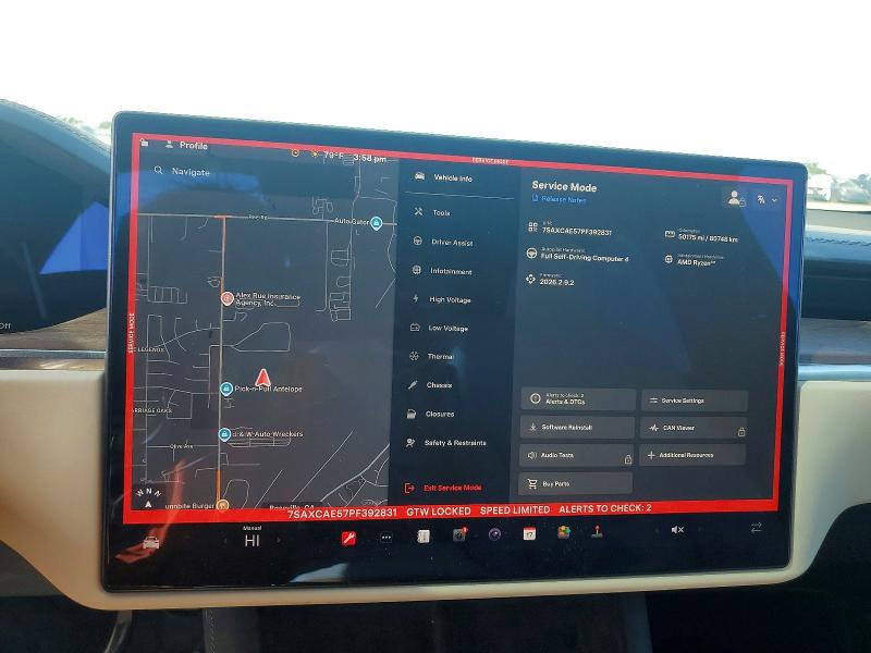 2023 Tesla Model x VIN 7SAXCAE57PF392831 COPART salvage auction — REAR END, Ca - Salvage Certificate, sold $12,100 on 2026-07-30 (photo 9)
