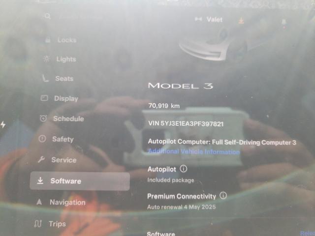 2023 Tesla Model 3 VIN 5YJ3E1EA3PF397821 COPART salvage auction — FRONT END, Qc - Gravement Accidente, sold $9,000 on 2026-07-07 (photo 9)