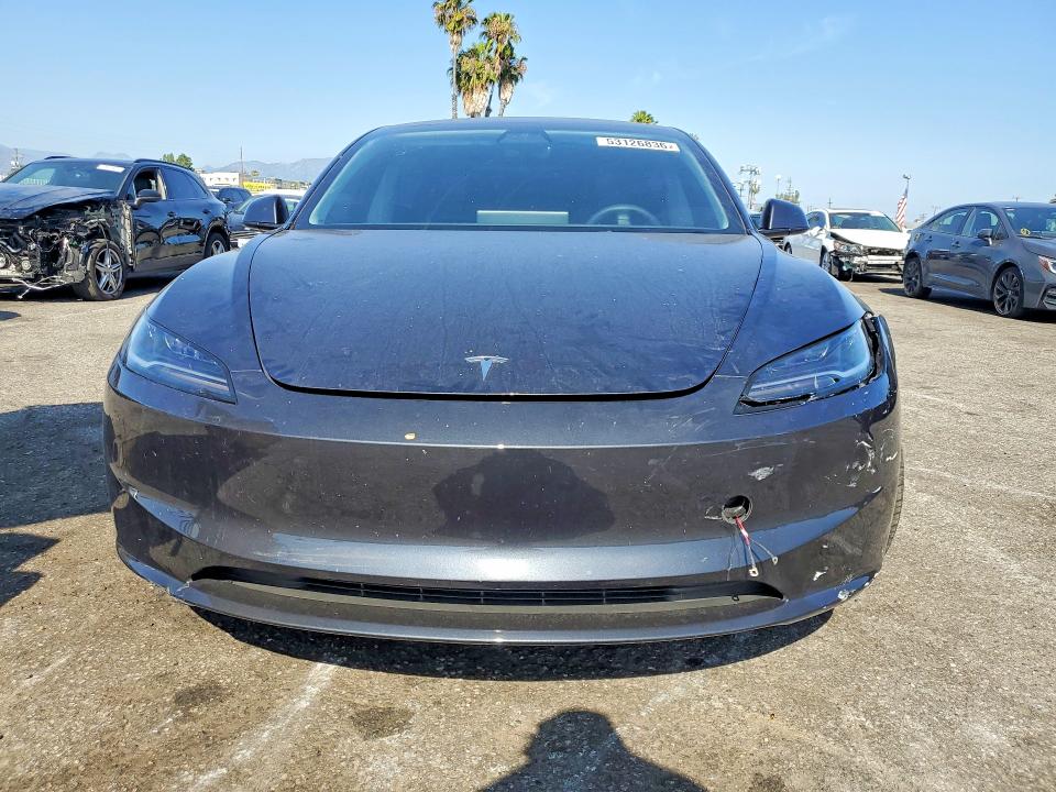 2025 Tesla VIN 5YJ3E1EA7SF004041 COPART salvage auction — FRONT END, Ca - Salvage Certificate, sold $13,400 on 2026-07-31 (photo 5)