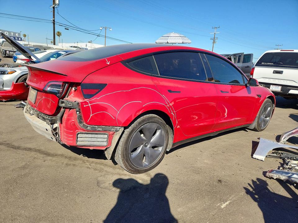 2021 Tesla Model 3 VIN 5YJ3E1EB7MF875470 COPART salvage auction — REAR END, Ca - Salvage Certificate, sold $3,800 on 2026-07-22 (photo 3)