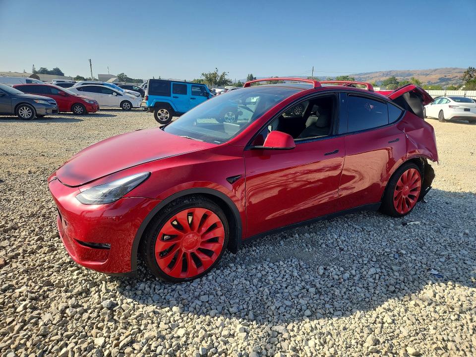 2023 Tesla Model y VIN 7SAYGDEF8PF740879 COPART salvage auction — REAR END, Ca - Salvage Certificate, sold $5,200 on 2026-07-14 (photo 1)