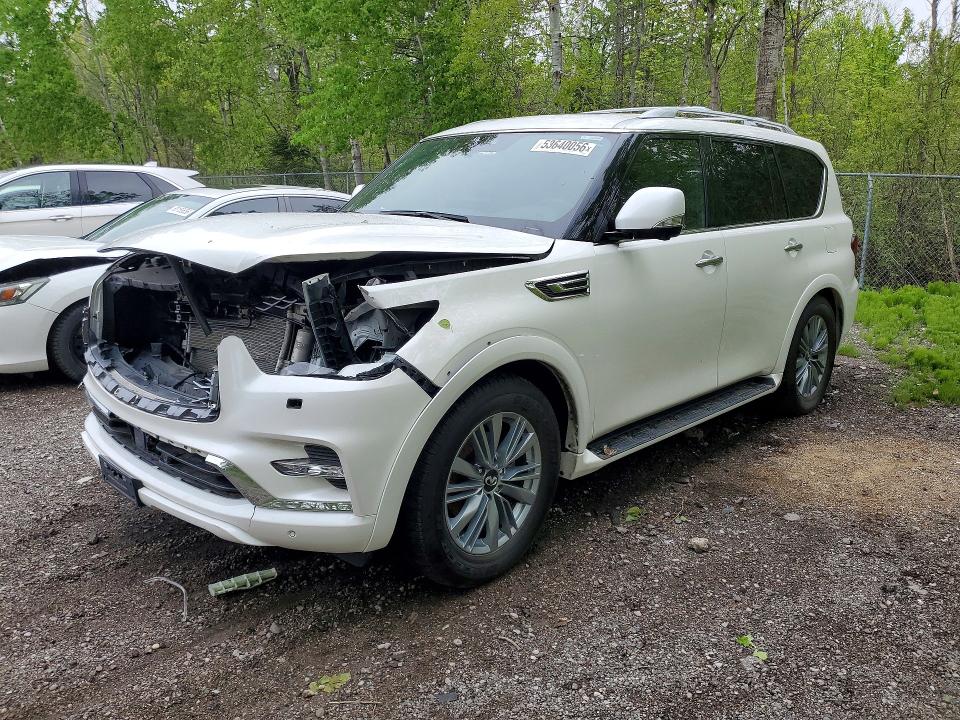 2024 Infiniti Qx80 VIN JN8AZ2AE5R9329628 COPART salvage auction — FRONT END, ON - PERMIT SALVAGE, sold $9,600 on 2026-07-21 (photo 1)