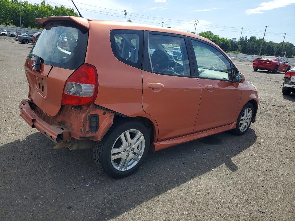 2008 Honda Fit VIN JHMGD38668S062143 COPART salvage auction — REAR END, Or - Salvage Title Certificate, sold $1,450 on 2026-07-06 (photo 3)