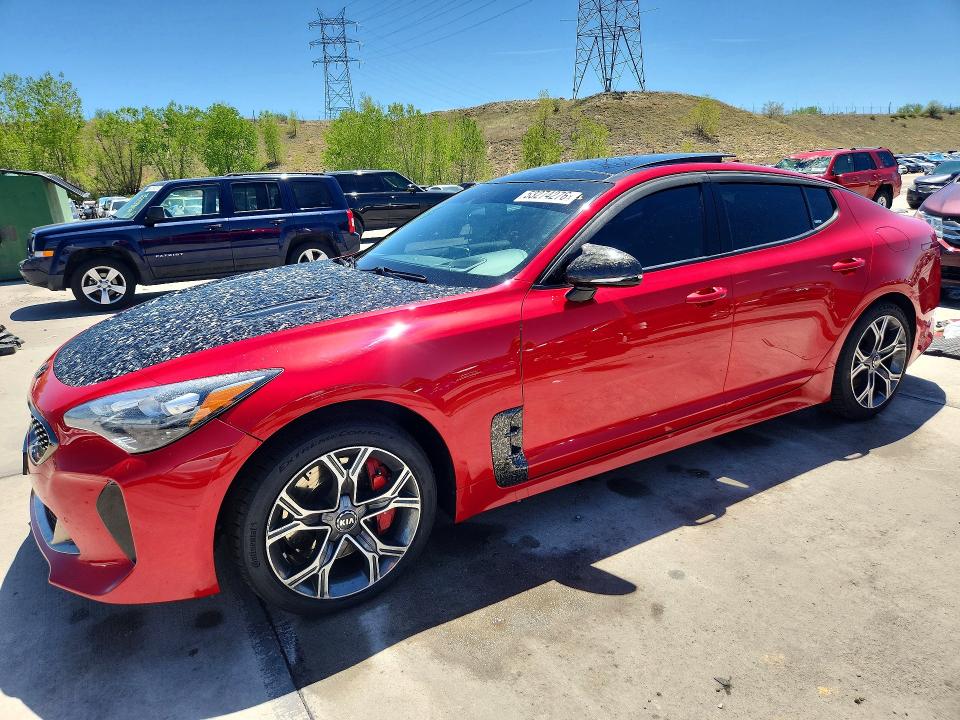 2018 Kia Stinger VIN KNAE55LC1J6018268 COPART salvage auction — FRONT END, Co - Public - Salvage Title, sold $5,200 on 2026-07-27 (photo 1)