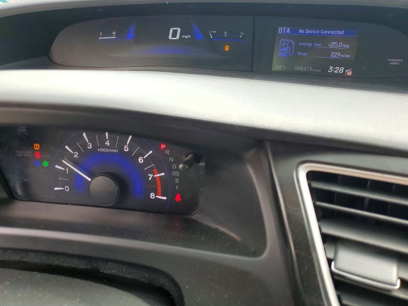 2013 Honda Civic VIN 19XFB2F52DE221762 COPART salvage auction — FRONT END, Nj - Certificate Of Title, sold $1,000 on 2026-07-02 (photo 9)