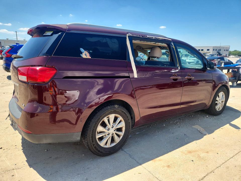 2016 Kia SEDONA VIN KNDMB5C11G6128834 COPART salvage auction — REAR END, Tx - Salvage Vehicle Title, sold $975 on 2026-08-03 (photo 3)