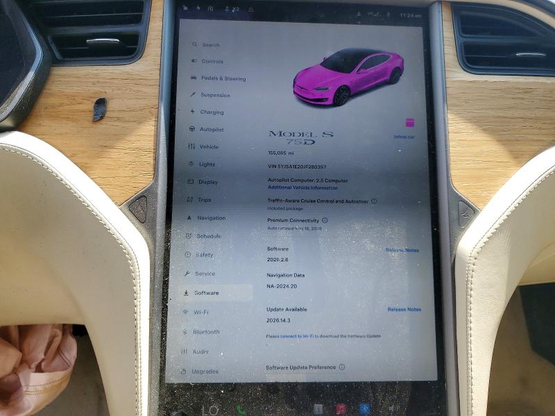 2018 Tesla Model s VIN 5YJSA1E20JF260357 COPART salvage auction — FRONT END, CA - SALVAGE CERTIFICATE, sold $2,200 on 2026-07-09 (photo 9)