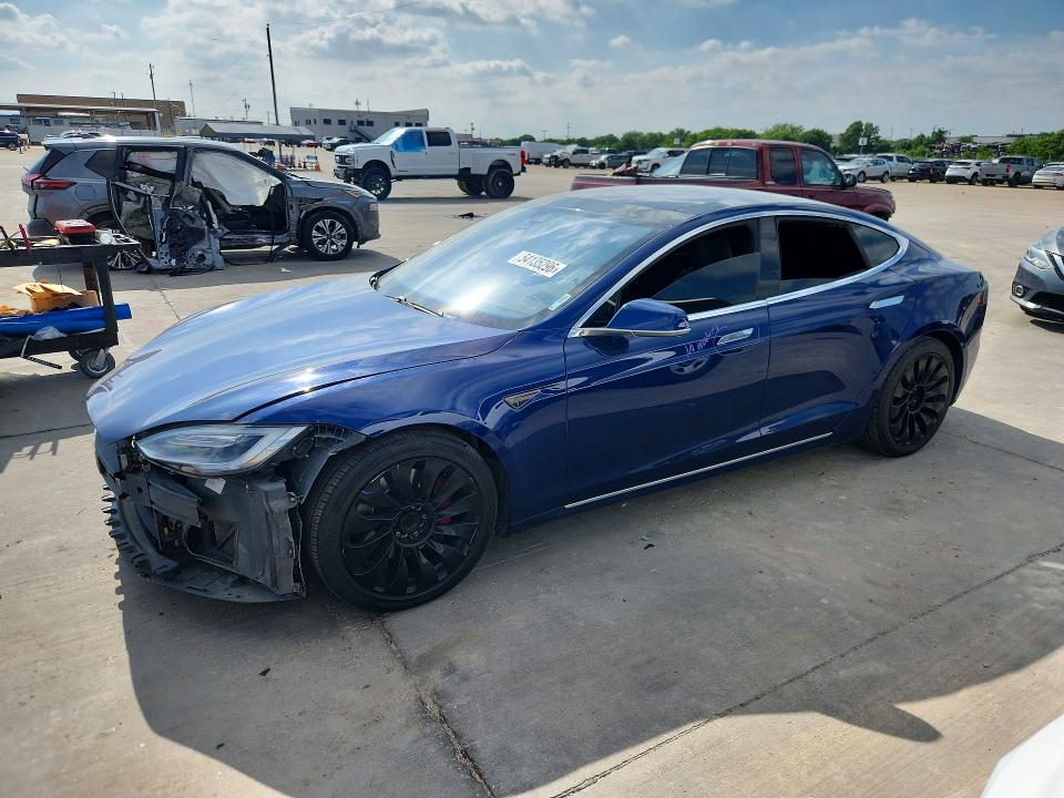 2016 Tesla Model s VIN 5YJSA1E17GF157985 COPART salvage auction — FRONT END, Tx - Salvage Vehicle Title, sold $3,600 on 2026-07-23 (photo 1)