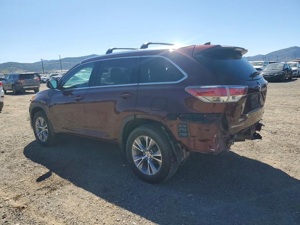 2015 Toyota Highlander VIN 5TDJKRFH6FS182583 COPART salvage auction — REAR END, Mt - Salvage Certificate Of A Vehic, sold $7,000 on 2026-07-14 (photo 2)