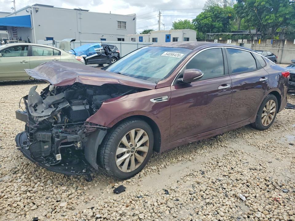 2016 Kia Optima VIN 5XXGT4L31GG075429 COPART salvage auction — FRONT END, Fl - Cert Of Title Slvg Rebuildable, sold $275 on 2026-07-28 (photo 1)