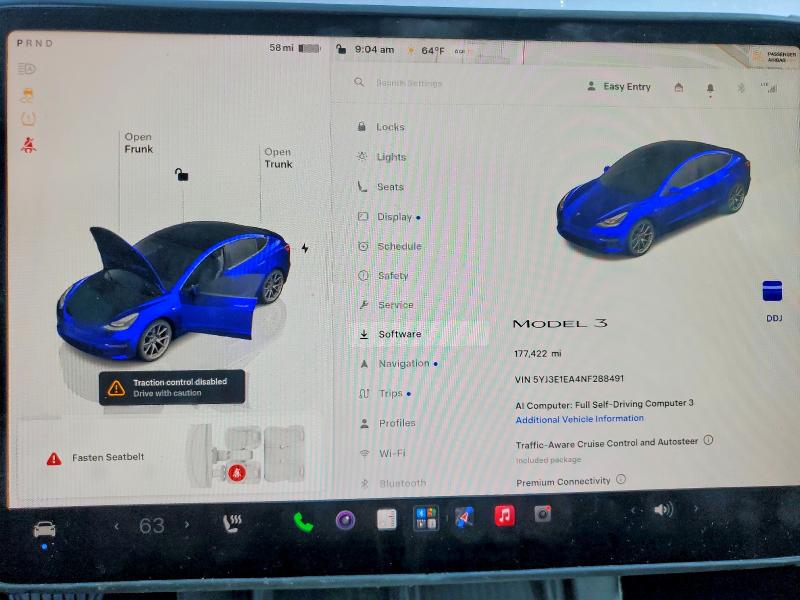 2022 Tesla Model 3 VIN 5YJ3E1EA4NF288491 COPART salvage auction — REAR END, Salvage Title, sold $6,000 on 2026-07-13 (photo 9)