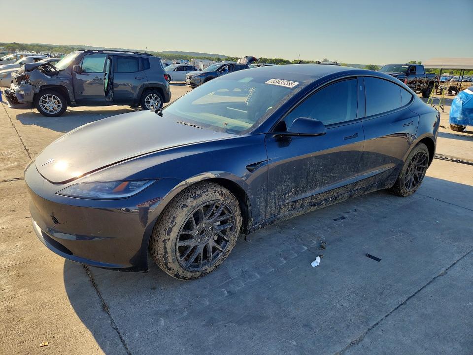 2024 Tesla Model 3 VIN 5YJ3E1EA0RF872134 COPART salvage auction — SIDE, Tx - Certificate Of Title, sold $5,200 on 2026-07-30 (photo 1)