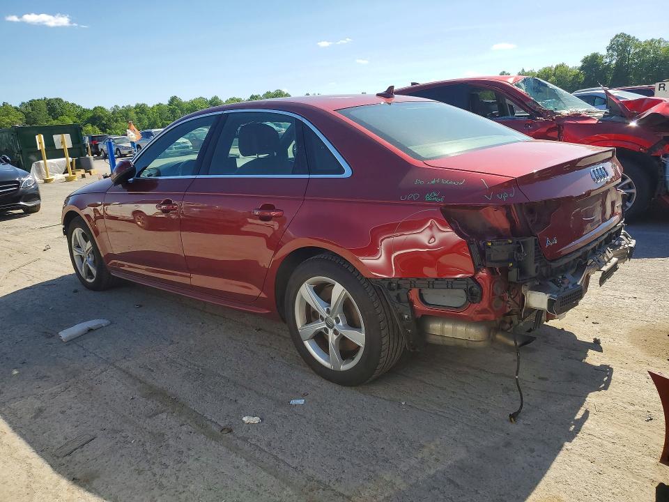 2019 Audi A4 VIN WAUDNAF4XKN019144 COPART salvage auction — FRONT END, Pa - Certificate Of Salvage, sold $4,200 on 2026-07-02 (photo 2)