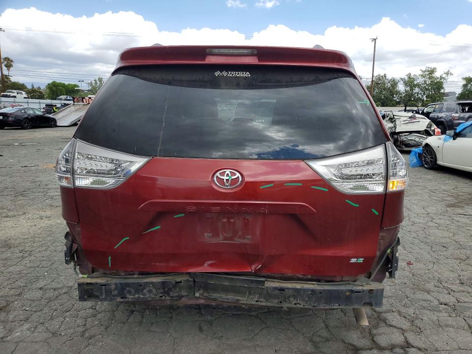 2013 Toyota Sienna VIN 5TDXK3DCXDS289681 COPART salvage auction — REAR END, Ca - Salvage Certificate, sold $3,350 on 2026-07-16 (photo 6)