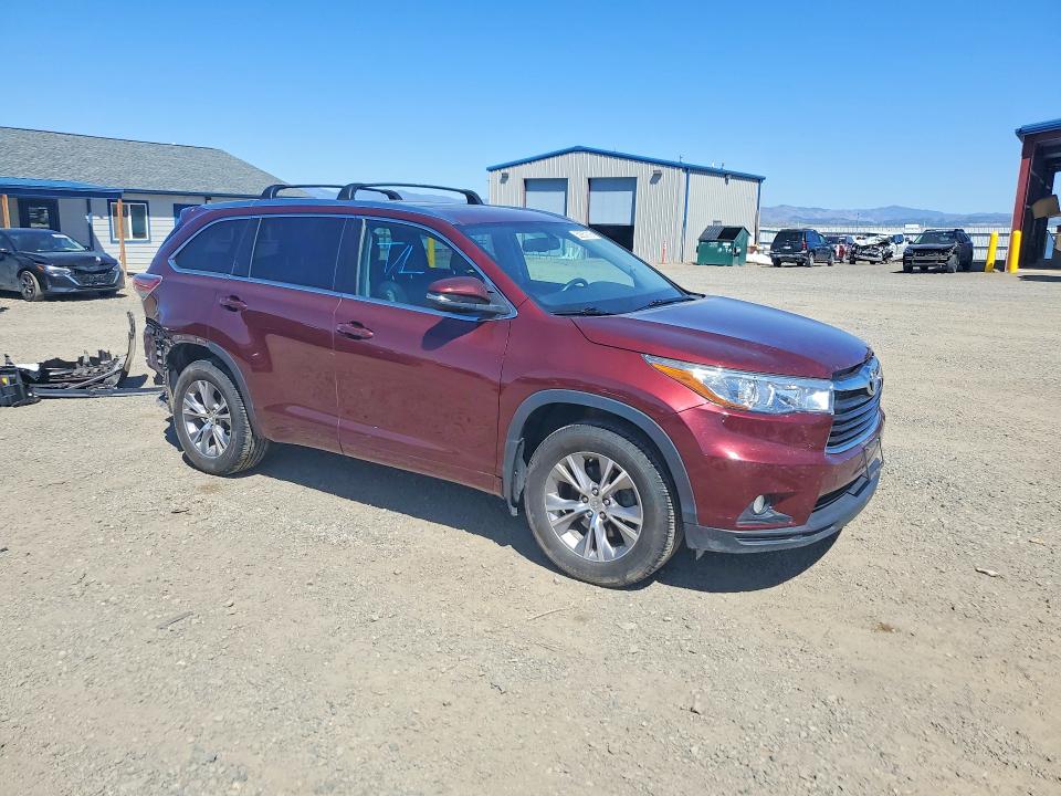 2015 Toyota Highlander VIN 5TDJKRFH6FS182583 COPART salvage auction — REAR END, Mt - Salvage Certificate Of A Vehic, sold $7,000 on 2026-07-14 (photo 4)