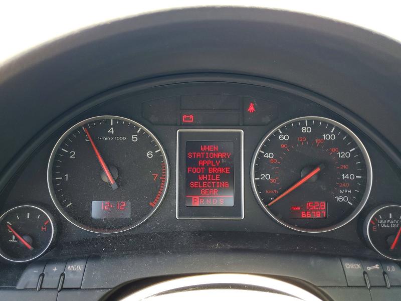 2005 Audi A4 VIN WAUJC68E05A096158 COPART salvage auction — FRONT END, Ca - Salvage Certificate, sold $925 on 2026-07-17 (photo 9)