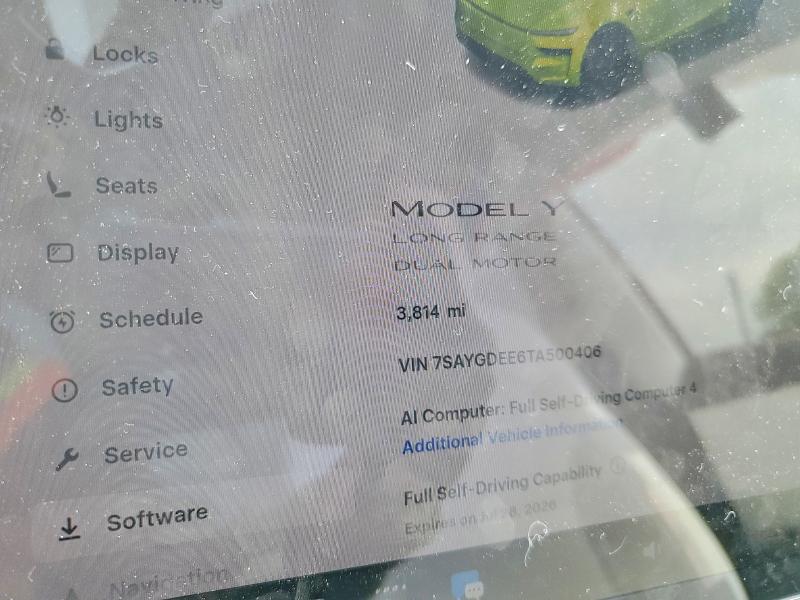 2026 Tesla VIN 7SAYGDEE6TA500406 COPART salvage auction — FRONT END, CO - SALVAGE TITLE (P), sold $13,100 on 2026-07-28 (photo 9)