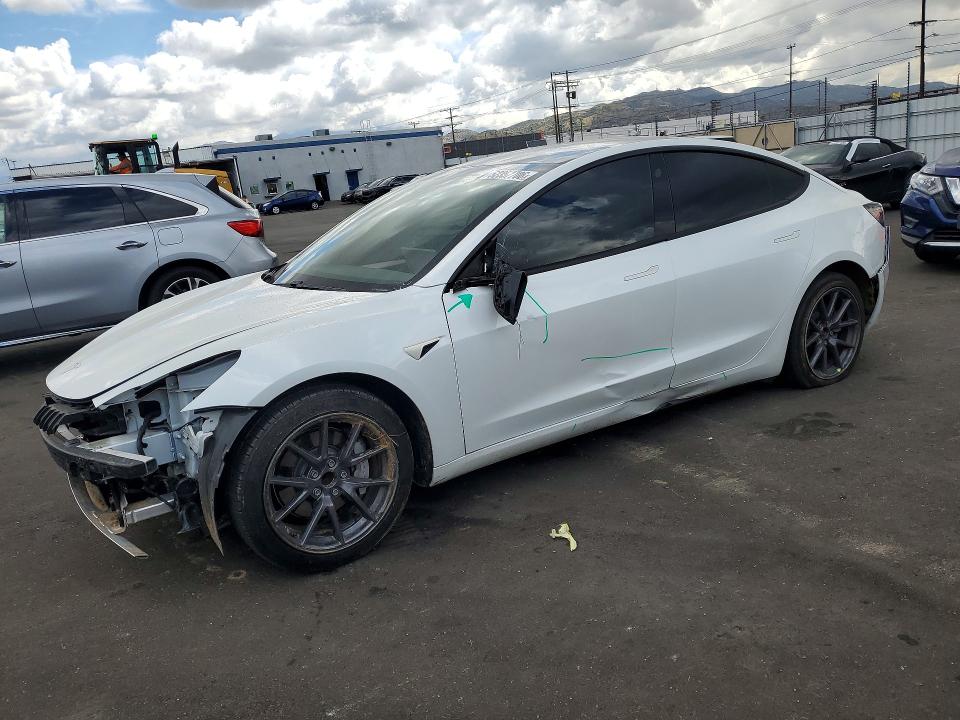2021 Tesla VIN 5YJ3E1EA0MF073222 COPART salvage auction — FRONT END, Ca - Salvage Certificate, sold $7,100 on 2026-07-06 (photo 1)