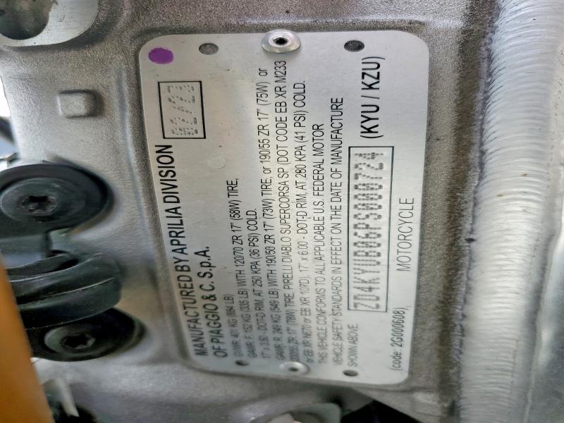 2023 Aprilia Rsv VIN ZD4KYUB06PS000724 COPART salvage auction — ALL OVER, Ma - Cert Of Title-Salvage, sold $1,750 on 2026-07-02 (photo 9)
