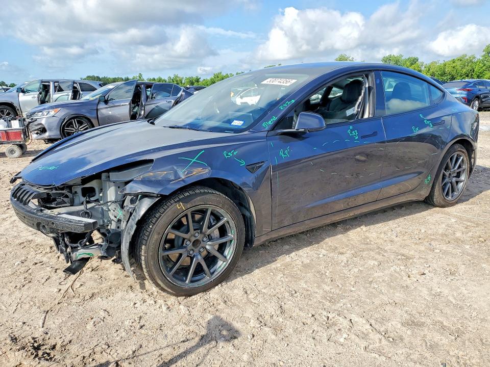 2023 Tesla VIN 5YJ3E1EA7PF672168 COPART salvage auction — FRONT END, Tx - Salvage Vehicle Title, sold $6,100 on 2026-07-07 (photo 1)