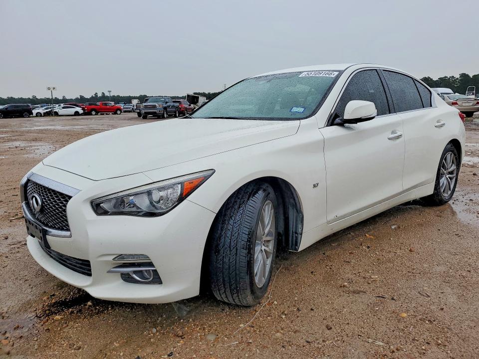 2015 Infiniti VIN JN1BV7AP6FM338974 COPART salvage auction — WATER/FLOOD, Tx - Salvage Title-Flood Damage, sold $1,250 on 2026-07-10 (photo 1)