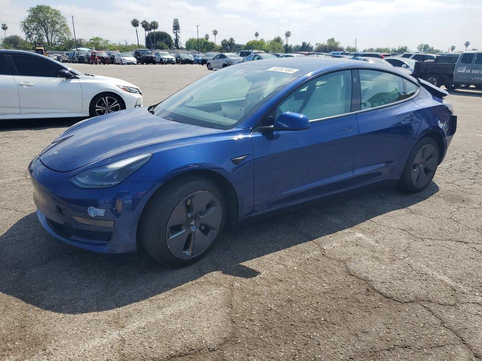 2021 Tesla Model 3 VIN 5YJ3E1EA5MF875233 COPART salvage auction — REAR END, Ca - Salvage Certificate, sold $5,200 on 2026-07-10 (photo 1)