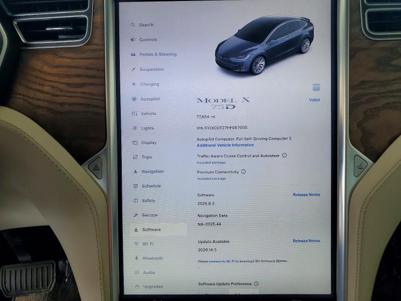 2017 Tesla Model x VIN 5YJXCDE27HF067005 COPART salvage auction — REAR END, Ga - Cert Of Title-Salvage, sold $6,300 on 2026-07-23 (photo 9)