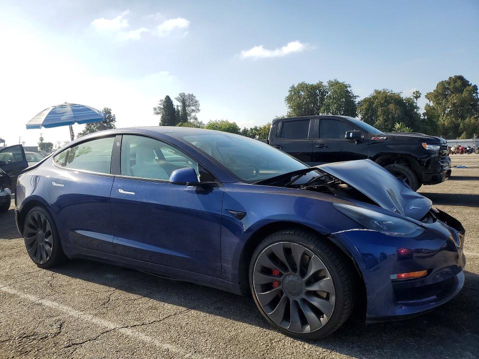 2021 Tesla Model 3 VIN 5YJ3E1EC5MF030819 COPART salvage auction — FRONT END, CA - SALVAGE CERTIFICATE, sold $5,200 on 2026-07-31 (photo 4)