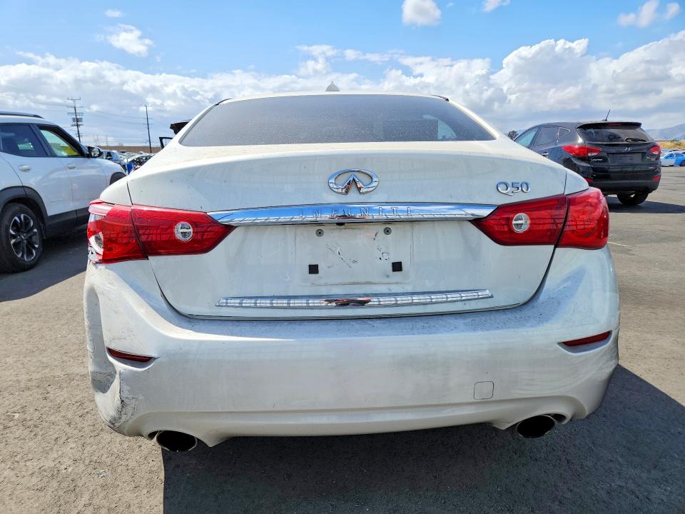 2014 Infiniti Q50 VIN JN1BV7AP3EM677609 COPART salvage auction — FRONT END, Ca - Salvage Certificate, sold $250 on 2026-07-20 (photo 6)