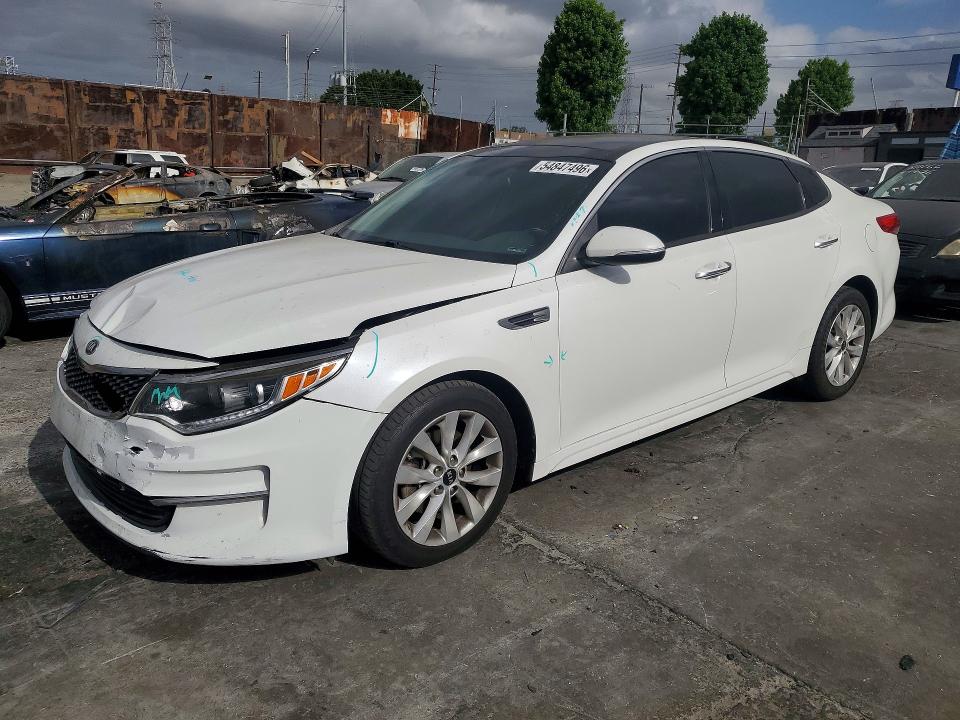 2018 Kia Optima VIN 5XXGU4L36JG180570 COPART salvage auction — FRONT END, Ca - Salvage Certificate, sold $2,400 on 2026-07-15 (photo 1)