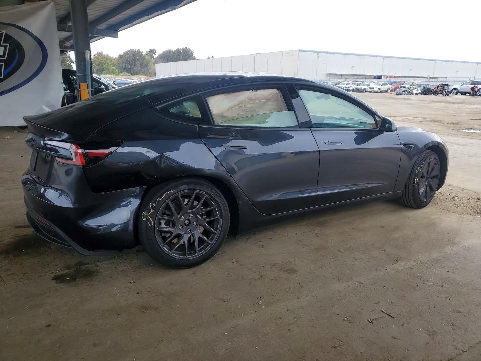 2025 Tesla VIN 5YJ3E1EA1SF932783 COPART salvage auction — REAR END, Ca - Salvage Certificate, sold $20 on 2026-07-21 (photo 3)