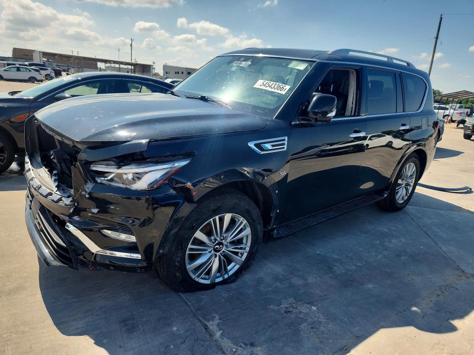 2019 Infiniti Qx80 VIN JN8AZ2NE6K9230168 COPART salvage auction — FRONT END, Tx - Certificate Of Title (P), sold $7,300 on 2026-07-28 (photo 1)
