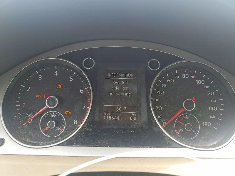 2010 Volkswagen Passat cc VIN WVWMN7AN9AE542434 COPART salvage auction — REAR END, Ct - Cert Of Title-Parts Only Salva, sold $475 on 2026-07-09 (photo 9)