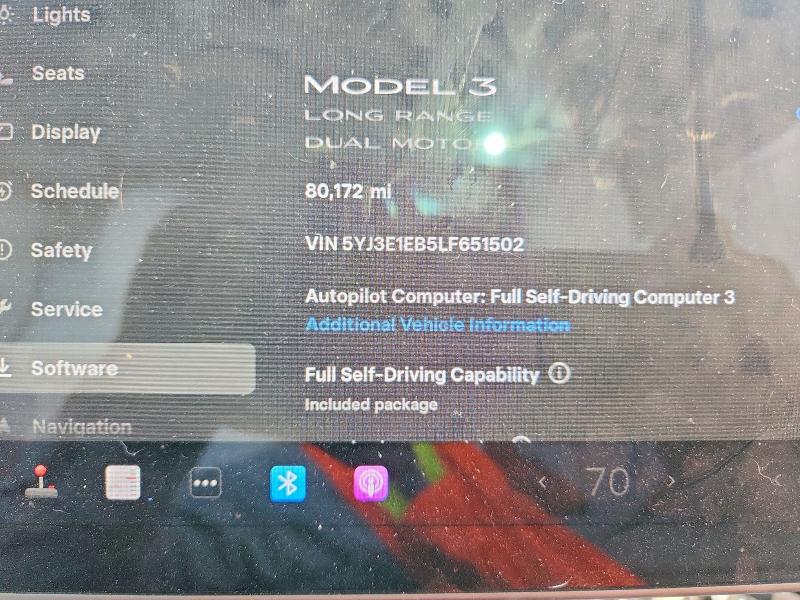 2020 Tesla Model 3 VIN 5YJ3E1EB5LF651502 COPART salvage auction — SIDE, Nm - Cert Of Title-Salvage, sold $4,150 on 2026-07-04 (photo 9)