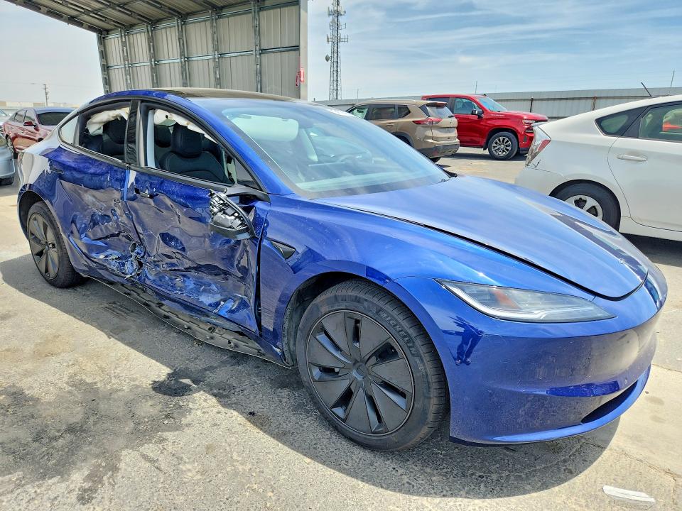 2025 Tesla Model 3 VIN 5YJ3E1EA4SF057005 COPART salvage auction — SIDE, Ca - Salvage Certificate, sold $11,300 on 2026-07-13 (photo 4)