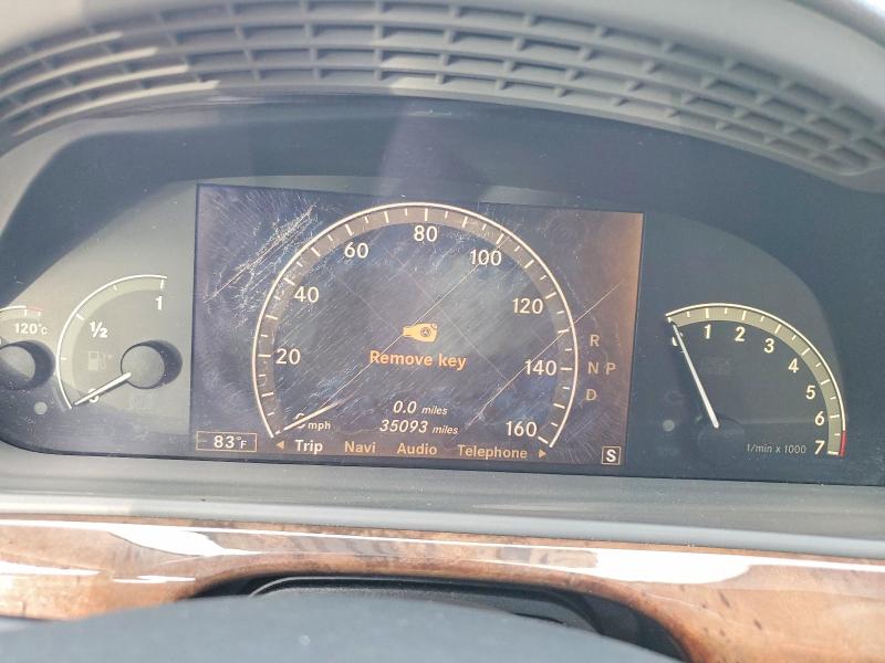 2007 Mercedes-benz S VIN WDDNG71X47A089734 COPART salvage auction — WATER/FLOOD, Fl - Cert Of Title-Slvg Rebld Flood (P), sold $1,950 on 2026-07-28 (photo 9)