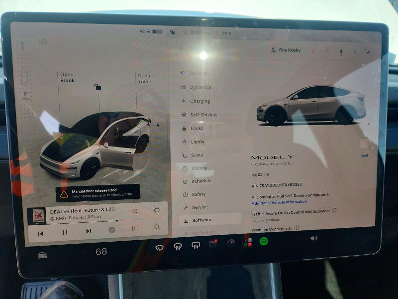 2026 Tesla Model y VIN 7SAYGDED8TA493353 COPART salvage auction — SIDE, Tx - Salvage Vehicle Title, sold $15,300 on 2026-07-31 (photo 9)