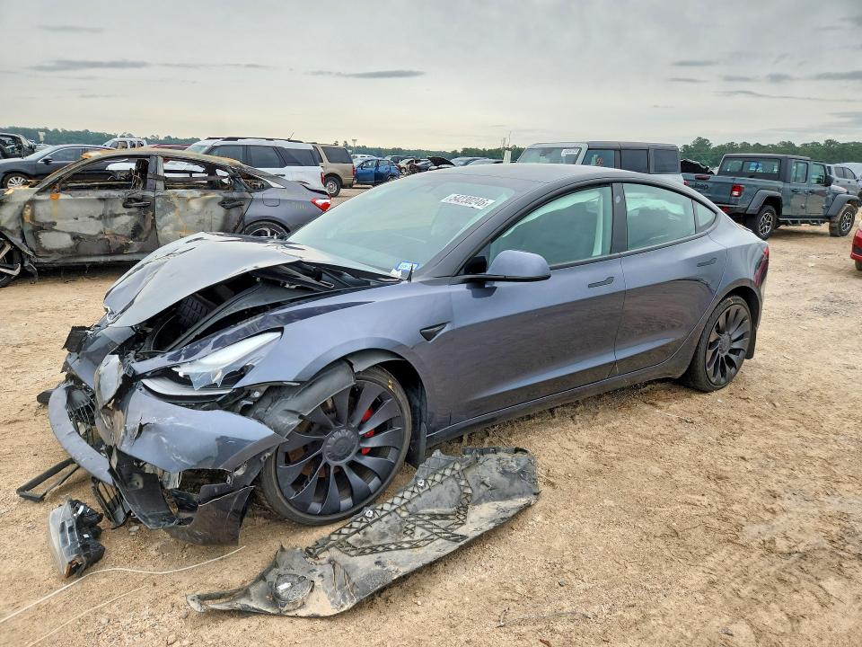 2023 Tesla VIN 5YJ3E1EC8PF509904 COPART salvage auction — FRONT END, Tx - Salvage Vehicle Title, sold $2,700 on 2026-07-24 (photo 1)