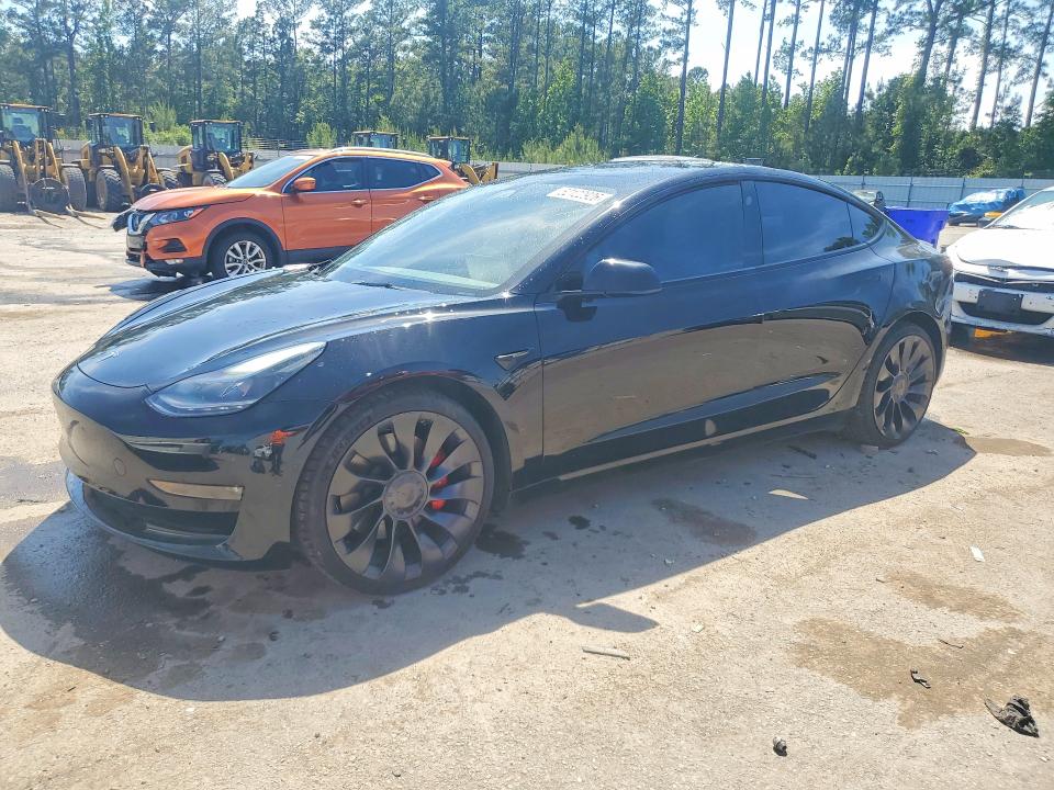 2022 Tesla Model 3 VIN 5YJ3E1EC6NF262413 COPART salvage auction — SIDE, Sc - Cert Of Title-Salvage, sold $12,600 on 2026-07-13 (photo 1)