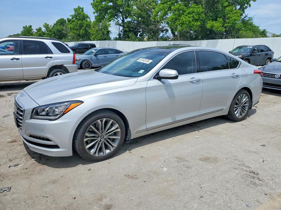 2015 Hyundai Genesis VIN KMHGN4JE9FU091879 COPART salvage auction — FRONT END, Mo - Salvage Certificate Of Title, sold $4,250 on 2026-07-24 (photo 1)
