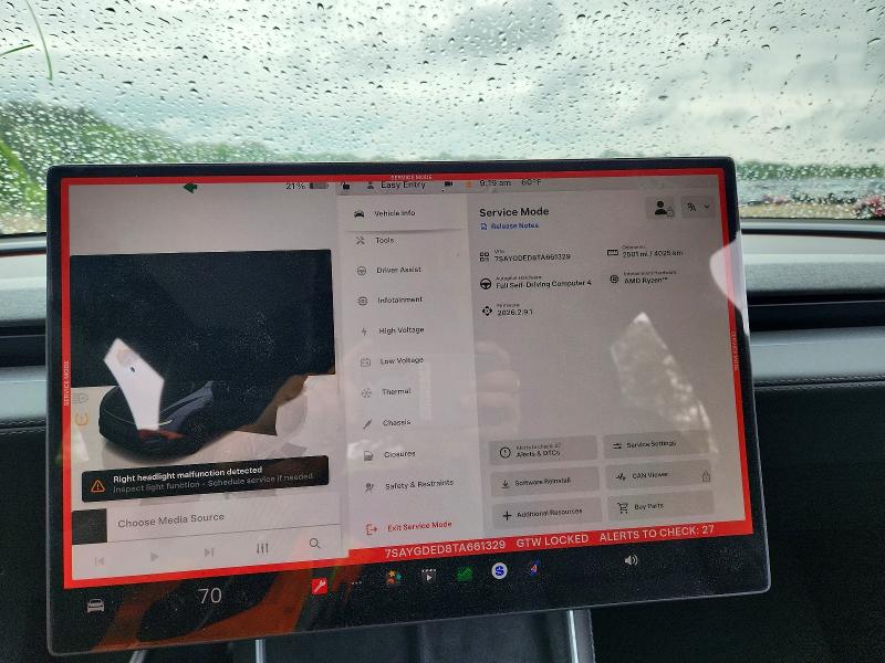 2026 Tesla VIN 7SAYGDED8TA661329 COPART salvage auction — REJECTED REPAIR, Fl - Cert Of Title Slvg Rebuildable, sold $14,100 on 2026-07-14 (photo 9)