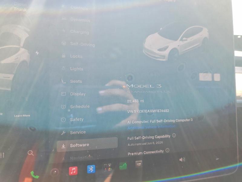2021 Tesla VIN 5YJ3E1EAXMF874482 COPART salvage auction — FRONT END, Ca - Salvage Certificate, sold $3,750 on 2026-07-16 (photo 9)