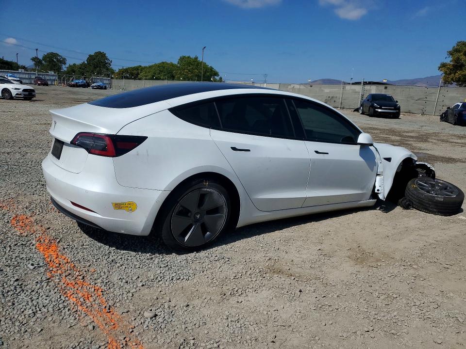 2022 Tesla VIN 5YJ3E1EA5NF316234 COPART salvage auction — FRONT END, Ca - Salvage Certificate, sold $3,800 on 2026-07-21 (photo 3)